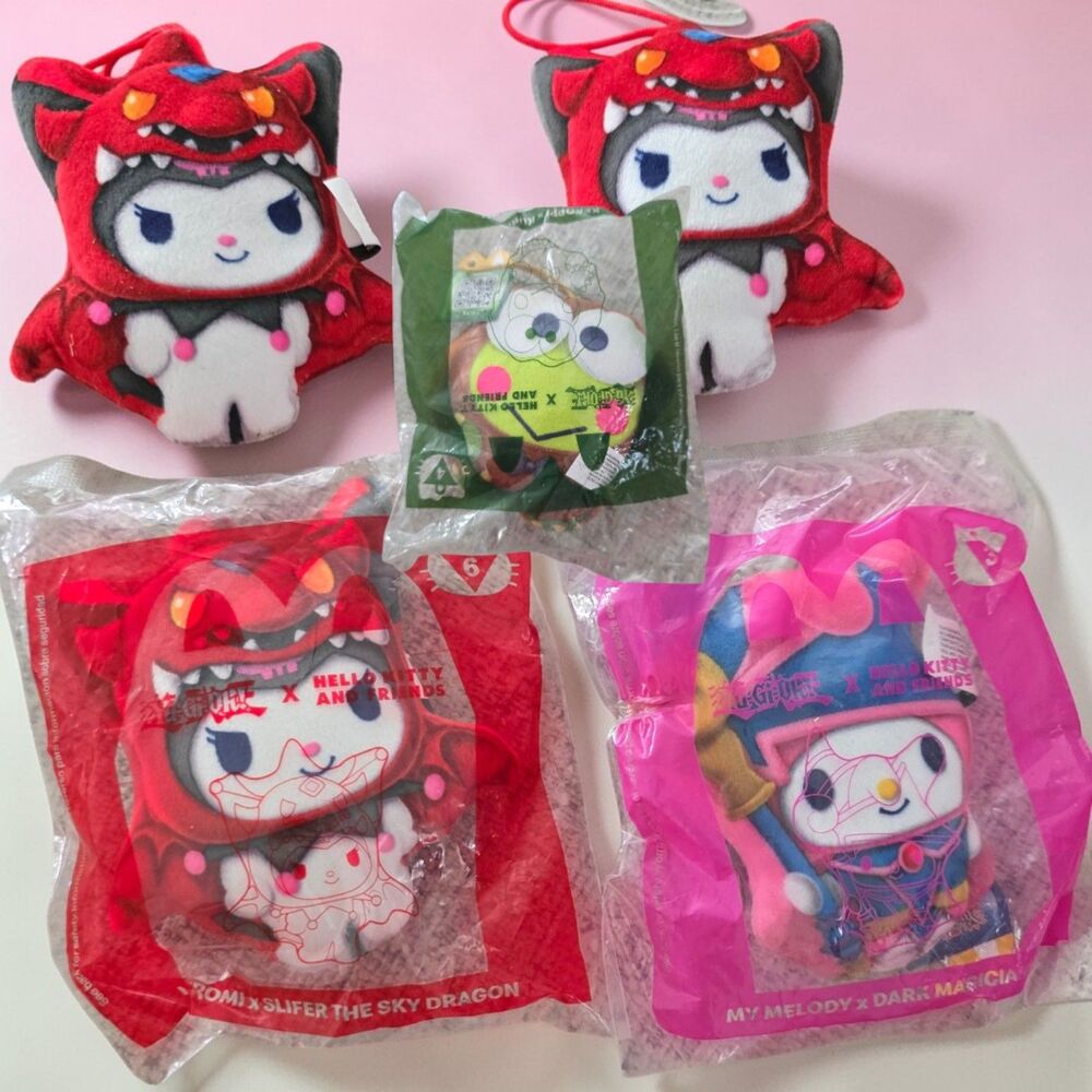 McDonalds Hello Kitty YuGiOh Plush Toy Bundle Kuromi Slifer Lot
